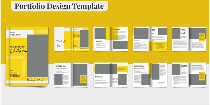 Yellow Portfolio Template Design Design Portfolio Layout Modern Interior Portfolio Layout
