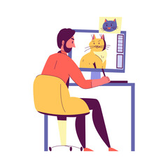 Drawing Computer Cat Composition