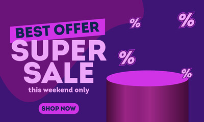 Super sale banner design.Vector illustration super sale banner template design