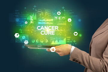 Close-up of a touchscreen with medical inscription
