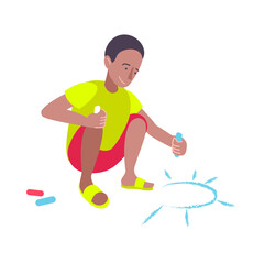 Chalk Drawing Boy Composition