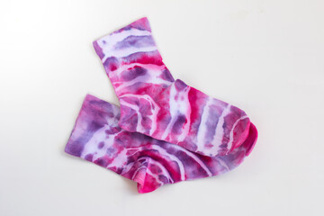 Women's socks are funny. Painted in the style of tai-dai