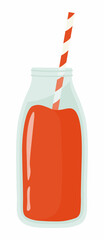 Juice bottle with straw