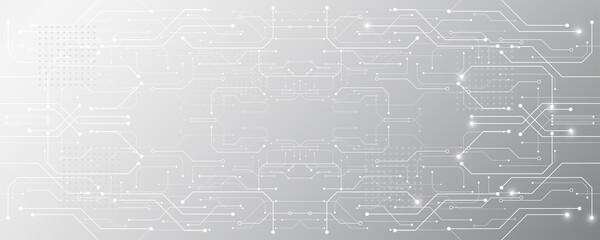 Grey white Abstract technology background, Hi tech digital connect, communication, high technology concept, science background