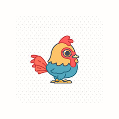 cute chicken cartoon vector illustration side view pose