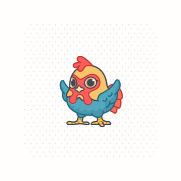 cute chicken cartoon vector illustration with side view