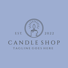 candle shop line art logo vector symbol illustration design