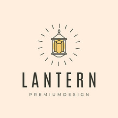 sunburst lantern line art logo vector symbol illustration design
