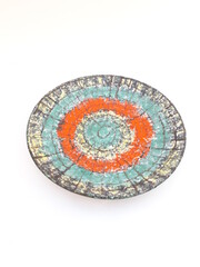 Fototapeta na wymiar Mid-century modern pottery - colorful wall plate