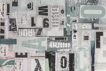 Creative Handmade Abstarct Background Made of Newspaper and Magazine Pieces - 506086336