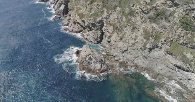 Aerial view of Iles d'Hyeres, French Island on a sunny, beautiful day.