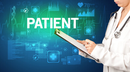 young doctor writing down notes