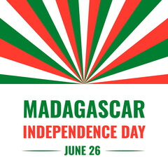 Madagascar Independence Day banner. National holiday celebrated on June 26. Vector template for poster, greeting card, flyer, etc