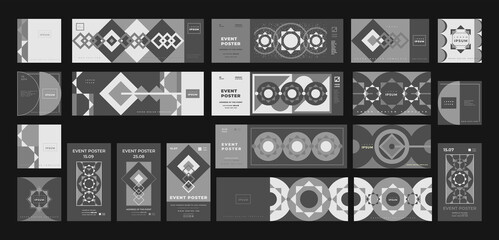 Cover design for flyer, brochure, banner, poster, catalog. Set of geometric vector patterns.