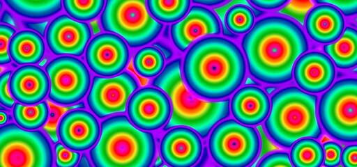 Illustration of seamless pattern with vivid multi-color chaotic circles