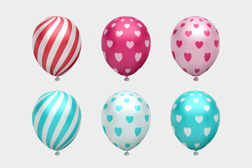 realistic chrome balloon 3d collection set