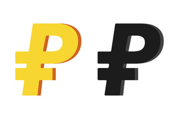 Simple Vector Golden and Black Russian Ruble 