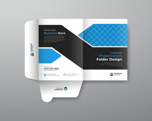Business folder for files, presentation folder blue color design. the layout is for posting,  brochure, flyer, poster, comapany, corporate folder, text, modern, Creative.