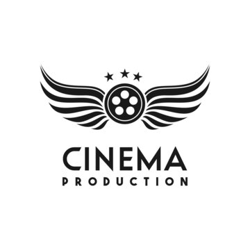 Wings And Film Rolls For Film Studio Logo, Film Production Cinema Movie Vector Design