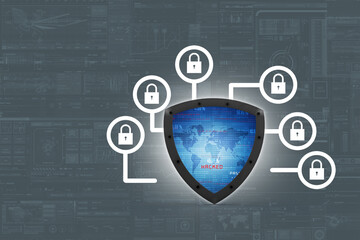 3d illustration Security concept - shield 
