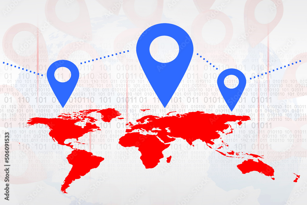 Poster 2d rendering Red map pointer
