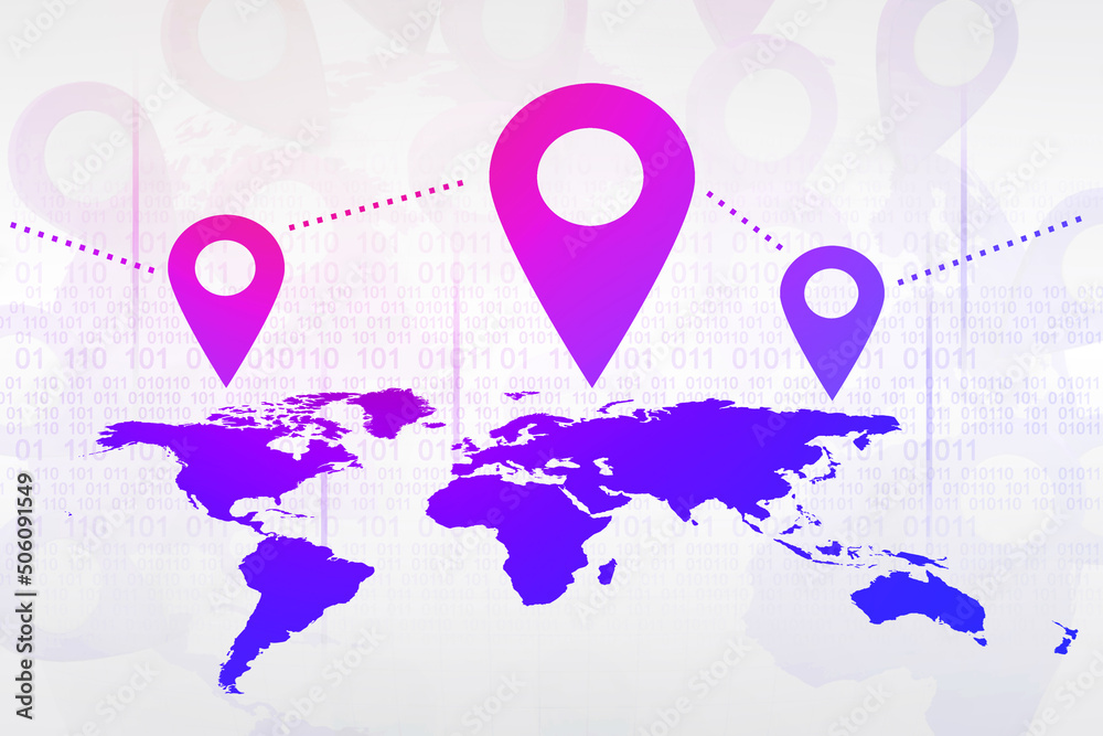 Poster 2d rendering Red map pointer
