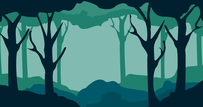 parallax animation video in the forest and the trees are lush and full of leaves