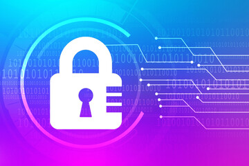 2d illustration Safety concept: Closed Padlock on digital background
