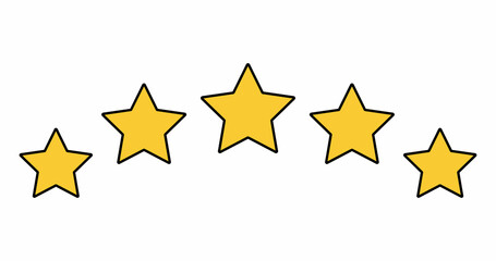 Star and gold, badge five and quality rating. Isolated design and symbol of rank and sign of success. Illustration design and best award. Vector