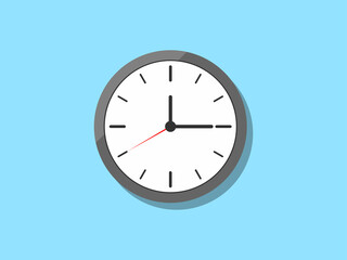 Clock and time illustration and minute hour, and second icon. Circle clock for business. Timer and modern object. Modern clock and time concept. Isolated design. Vector