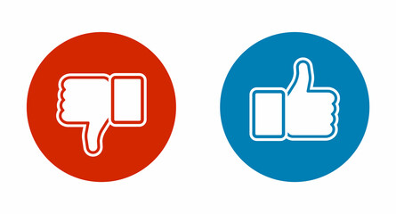 Icon and button thumb, dislike and like symbol. Like and dislike button, no and yes illustration. Isolated design. Vector