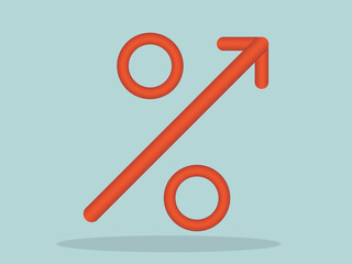 Percentage sign and illustration sale and business promotion. Percent and discount icon for sale, finance price and retail symbol. The concept of financial investment and the market. Design. Vector.