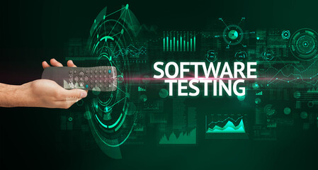 hand holding wireless peripheral, modern technology concept