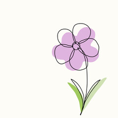 Simplicity flower freehand continuous line drawing flat design.