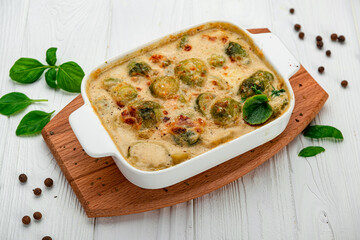 Fresh and beautiful Brussels sprout gratin.