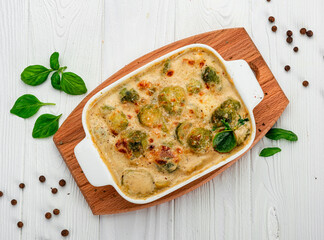 Fresh and beautiful Brussels sprout gratin.