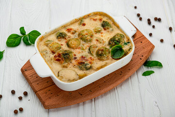 Fresh and beautiful Brussels sprout gratin.