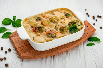 Fresh and beautiful Brussels sprout gratin.