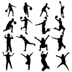 set of silhouettes of people, Vector Illustration Of Basketball Players Royalty SVG, ClipArt's, Vectors, And Stock Illustration