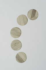 paper discs with pattern arranged on a paper background