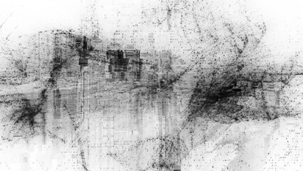 Black and white abstract digital code. Concept 3D animation loop background as crypto currency, NFT, video gaming overlay with network cyber security hex code for landing page and banner showcase - Powered by Adobe