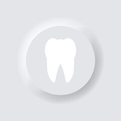 Neomorphism tooth icon. Neumorphism human organ. Medicine concept. Flat vector illustration.