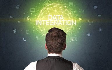 Rear view of a businessman, online security concept