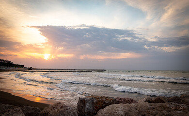 Sonnenaufgang am Strand, Caorle, Italien