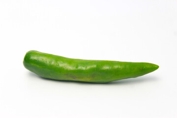 A Green Bird's Eye Chili Pepper. Isolated on White