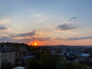 The modern city of Lviv in western Ukraine with ancient European architecture