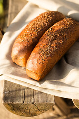 Two loaves of black bread