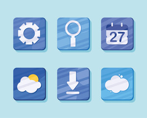 six applications signs icons