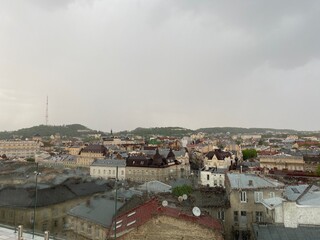 The modern city of Lviv in western Ukraine with ancient European architecture