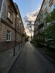 The modern city of Lviv in western Ukraine with ancient European architecture